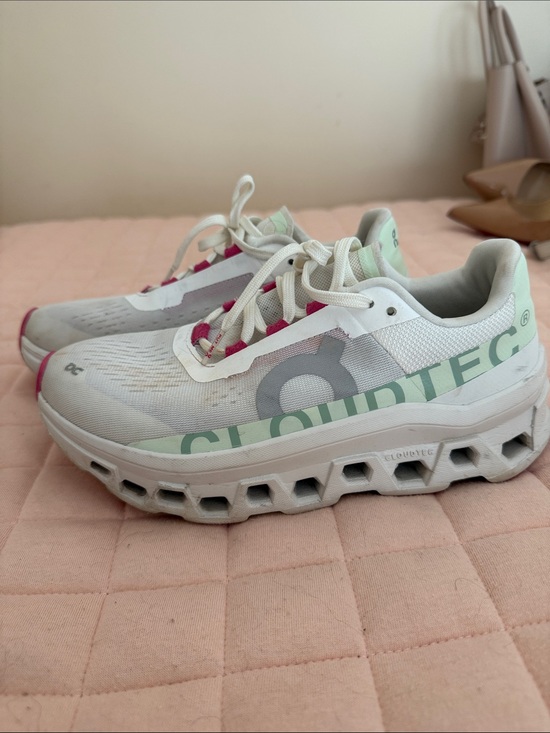 On Running Shoes - On Running Cloudnova Women’s Running Shoes - White with Mint and Pink Accents